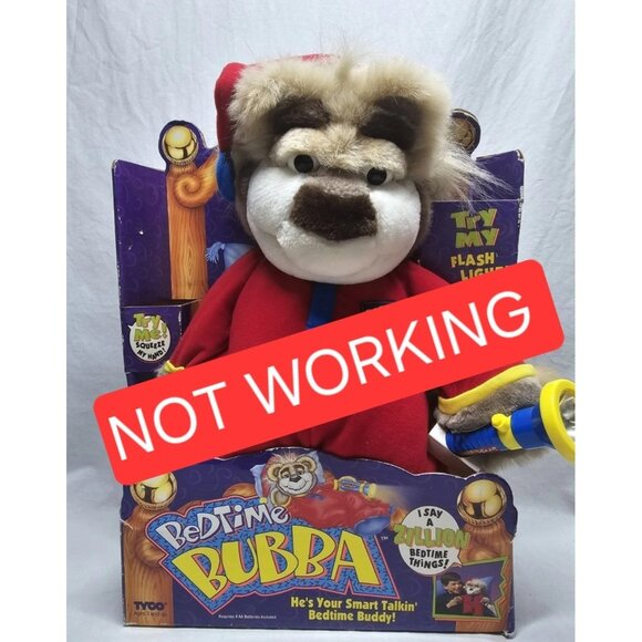 NOT WORKING Tyco Real Wisecrackin' Bedtime Bubba Bear Plush Doll - 1997 - Picture 1 of 16